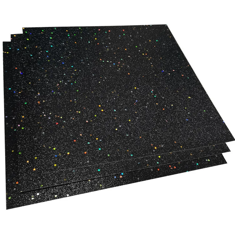 

500 шт., 12x12 дюймов, черная крафт-бумага Glliter с лазерными звездами, блестящая бумажная доска, сверкающая бумага для творчества