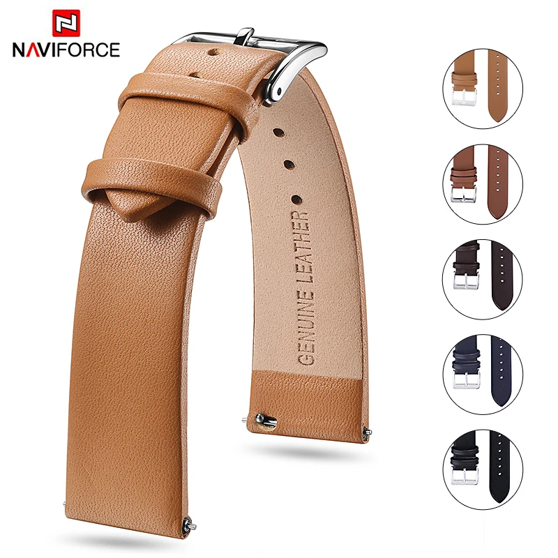 

NAVIFORCE Genuine Leather Fast Installation Design Watch Band G03 20mm Brown Watchband