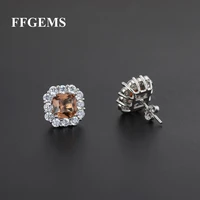 ffgems new design created zultanite stud earrings silver square stone color change fine jewelry for women girl party gift