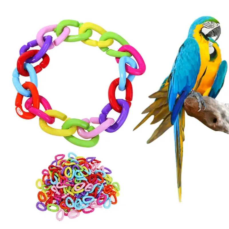 

100 PCS DIY Bird Parrot C-Clips Toy Sets Plastic C-Link Hook African Grey Conure Cockatiel Cage Hanging Chain Toy Pet Bird Toys
