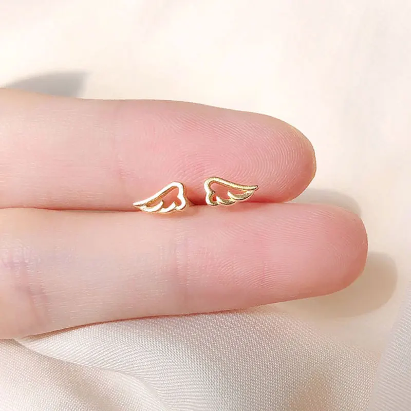 

S925 sterling silver small style wing shape earrings cute personality hollow style angel wing shape earrings
