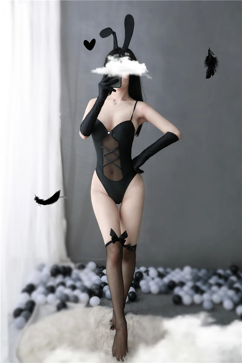 

Maid Bunny Girl Jumpsuit Black White Red Erotic Lingerie Headband Sexy Christmas Cosplay Costume Girl Costume