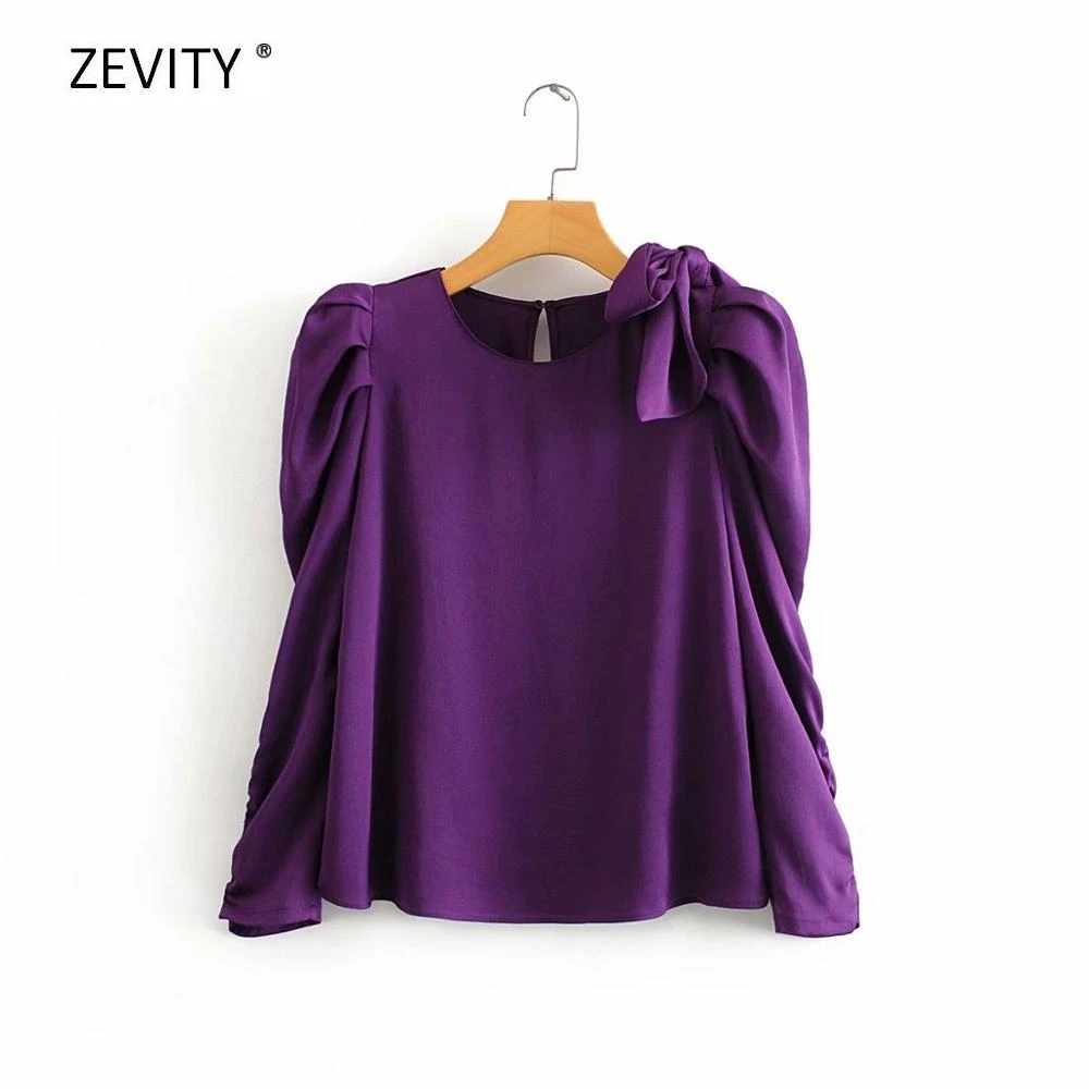 Женская однотонная блузка с бантом на плечах Повседневная Блузка для офиса