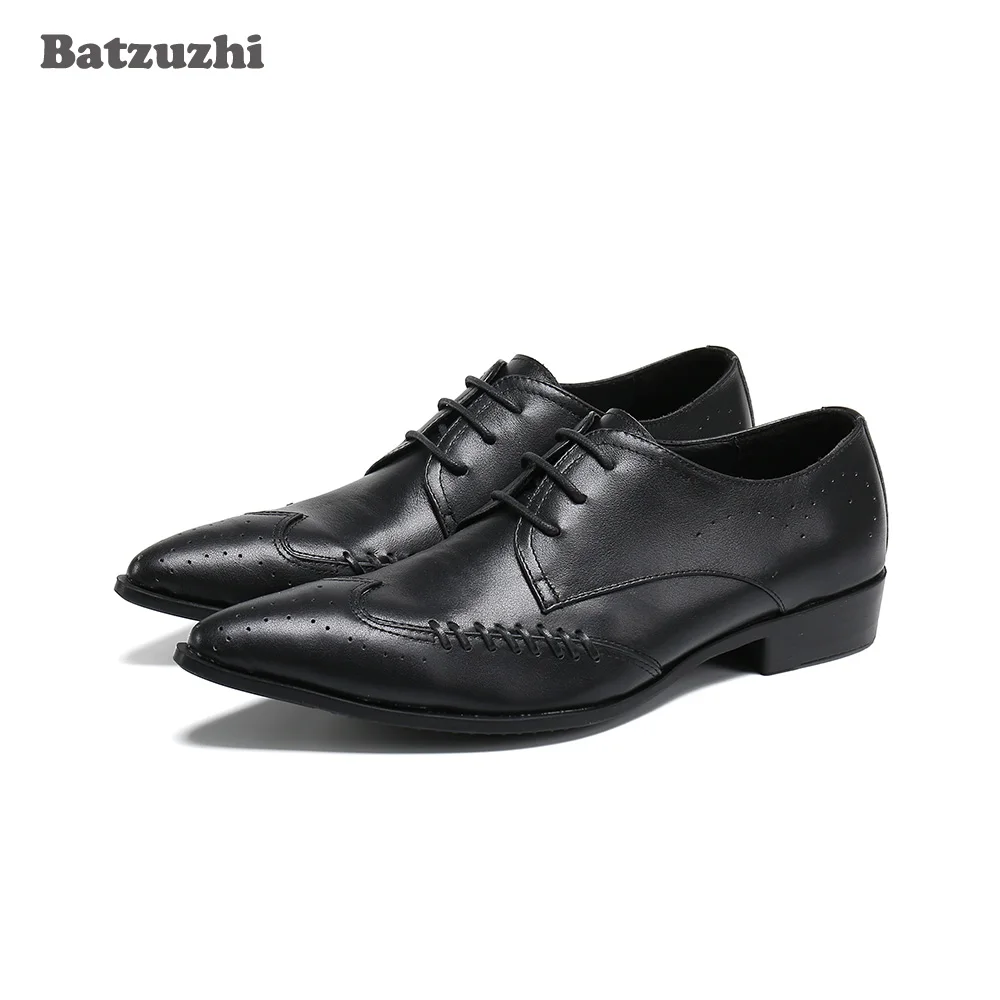 

Batzuzhi Italian Style Fashion Men Shoes Pointed Toe Lace-up Formal Leather Dress Shoes Men Black Business Shoes Men, Big US6-12