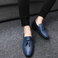 hot sale men shoes fashion woven business mens leather comfortable casual flat shoes men wedding shoes plus size ba 12