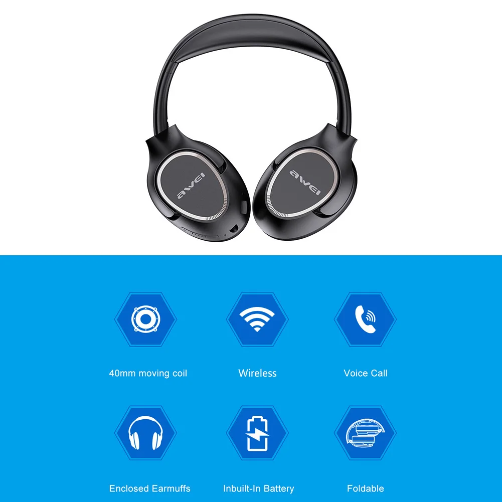 

A770BL Foldable Bluetooth-compatible Over Ear Headphones Wireless Wired Stereo Headset Flexible Adjustable Mic Laptop Headset