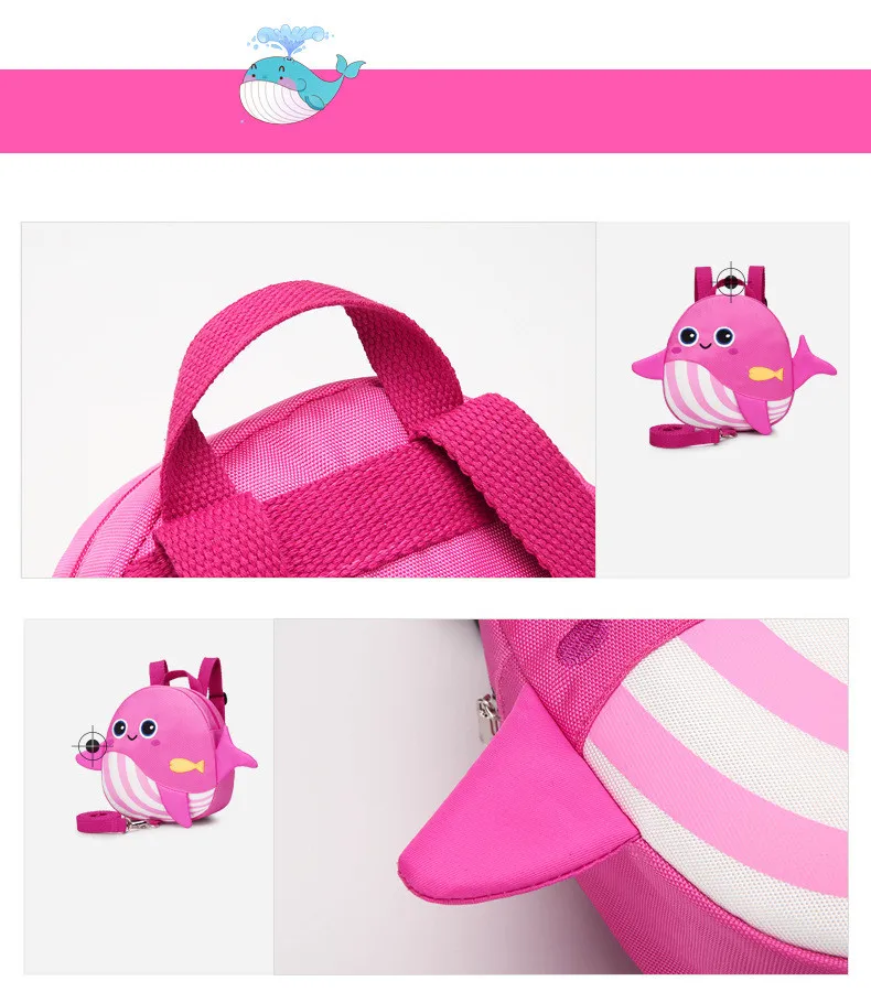 Милый детский рюкзак на лямках с рисунком Кита нейлоновый цветной ремнем для