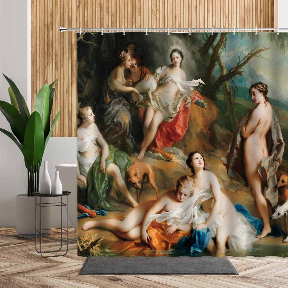 retro festival shower curtain set angel cow animal pattern bathroom decor easter living room wall cloth bathtub hanging curtains free global shipping