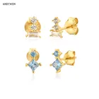 Женские серьги-гвоздики из серебра 925 пробы с фианитом