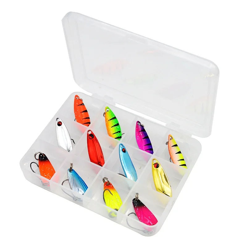 

12pcs Makou Sequins Set Sub-metal Colorful Snout Bait Pseudo-bait Bionic Bait Sub-bait Ice Fishing Lure Fly Fishing Lures