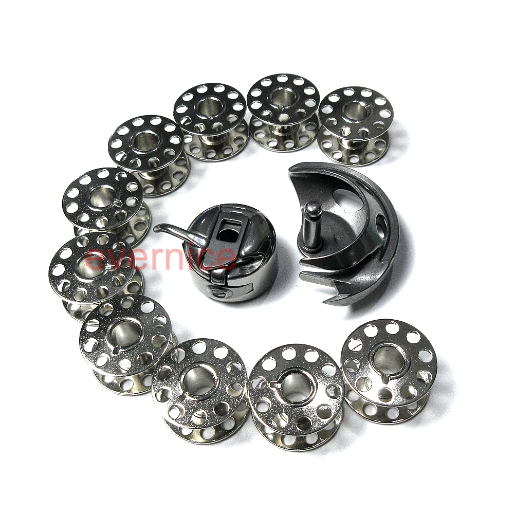 Внутренние Челнок для швейной машины крюк бобина чехол + 10 шпульки швейных машин