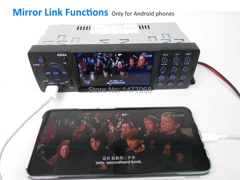 4 дюйма Зеркальное соединение Автомагнитола 1 Din Bluetooth Авторадио MP5 Видеоплеер MP3 USB TF Aux Remotes Головное устройство PHYEE 4202A