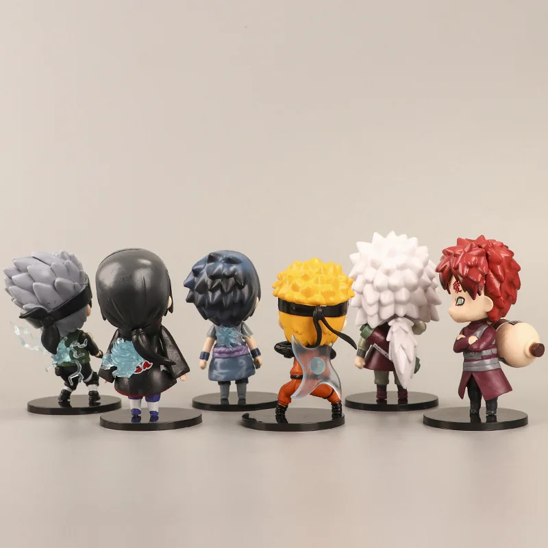

6pcs/set Anime Figure Naruto Shippuden Naruto Kakashi Gaara Ithchi Sasuke Jiraiya Q Version Action Figures Toys Gift