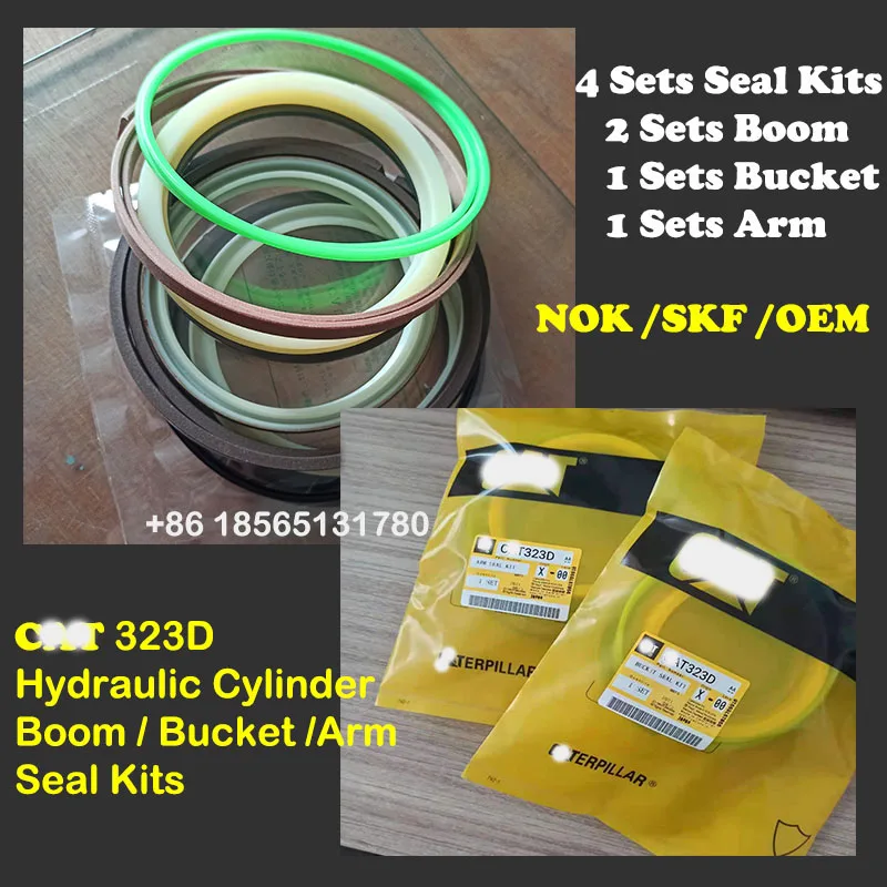 

4 Sets Excavator 323 323D Boom Bucket Arm Hydraulic Cylinder Seal Kit for Caterpillar NOK SKF Good Quality Repair Seal Kits