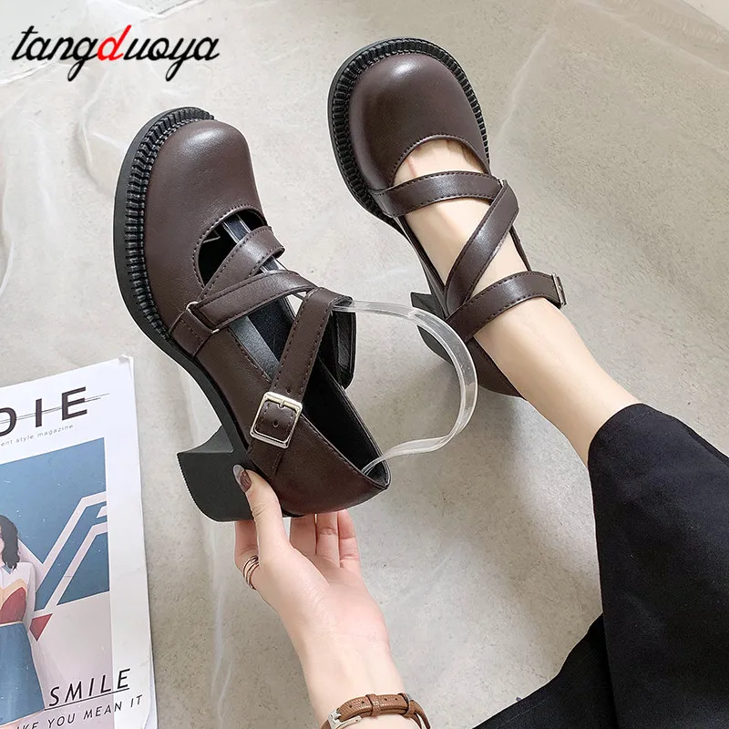 Обувь в стиле панк женская повседневная обувь на высоком каблуке с пряжкой