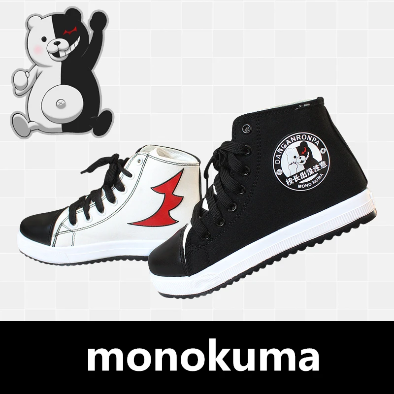 

2019 New Anime Danganronpa Monokuma Cosplay Props Canvas Shoes Women Men Teens Sports Shoes Daily Casual Outdoor Travel Shoes