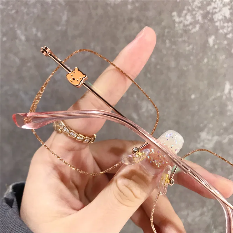 

Rimless Trimming Bear Glasses Frame Bear Glasses Can Be Equipped with Sequined Glasses Frame Simple and Versatile