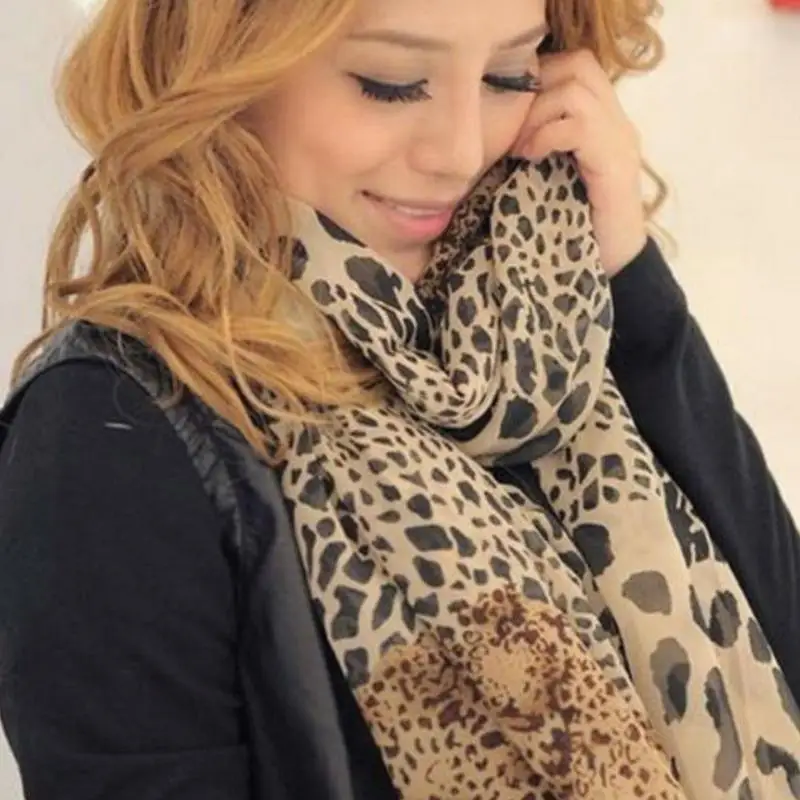 

Fashion Leopard Chiffon Scarf for Women Summer Sun Protection Beach Shawl Neck Scarfs for Ladies foulard femme Winter Warm Scarf