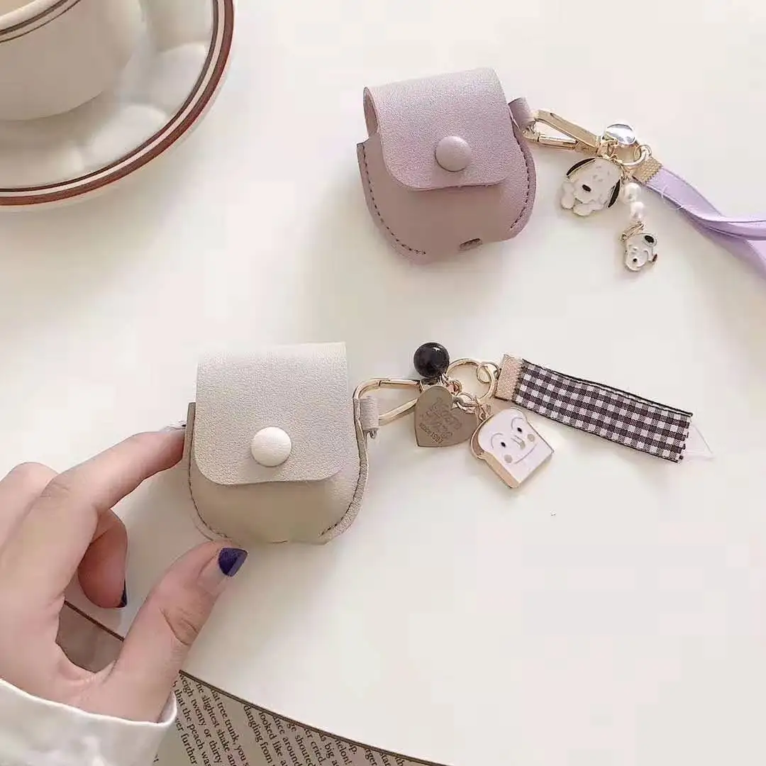 Симпатичные арахис мультфильм шаблон Кожаный Забавный карман для Apple AirPods 1 2 Bluetooth беспроводной чехол для наушников зарядная коробка шнур