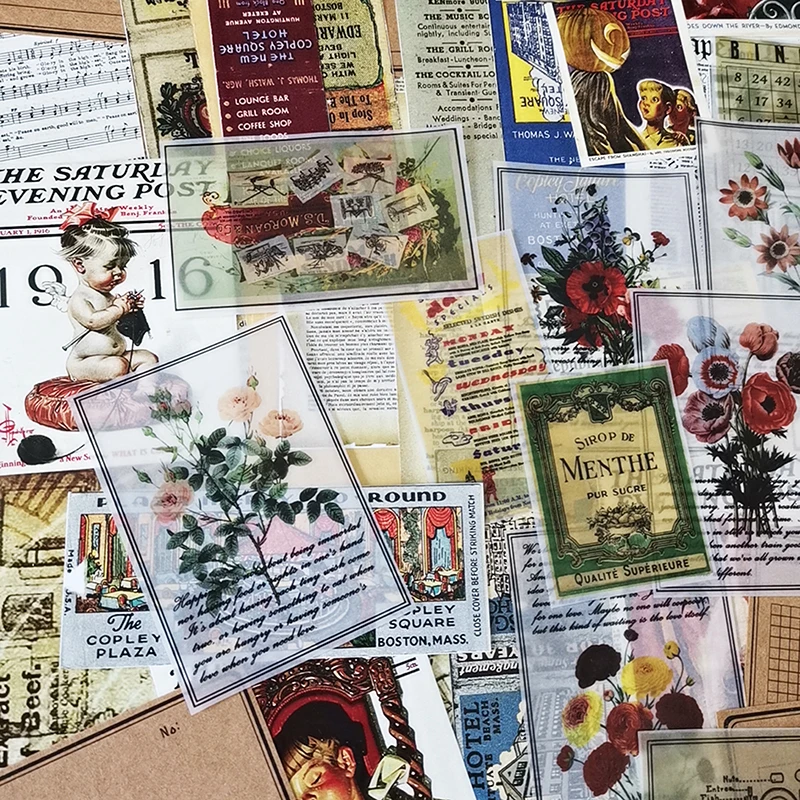 

1Bag Vintage Mixed Paper Label Pad Sticker DIY Craft Scrapbooking Album Junk Journal Happy Planner Decorative Stickers