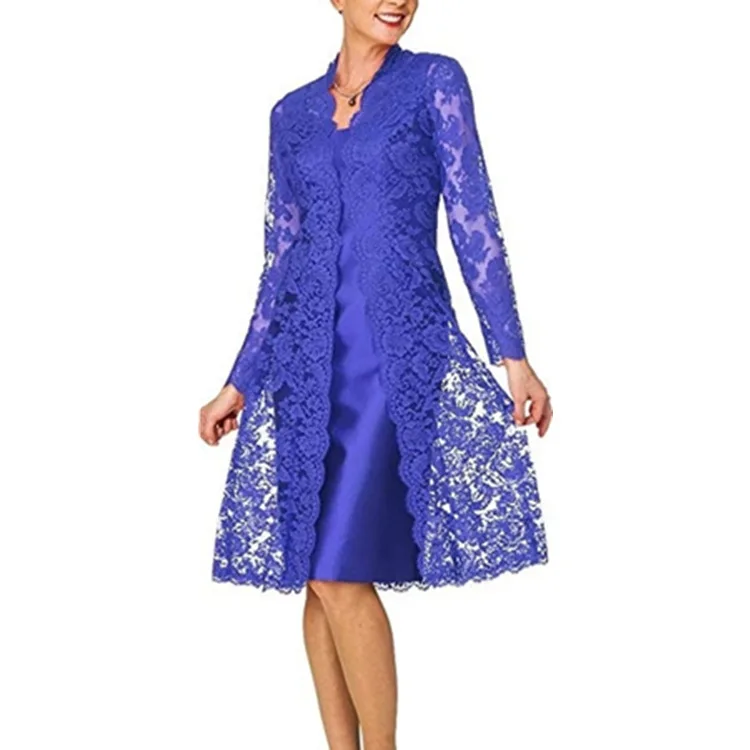 Женское кружевное платье из двух частей с длинным рукавом Осеннее элегантное