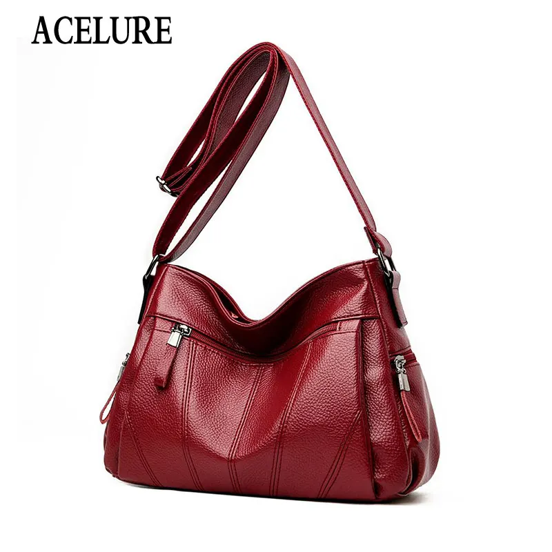 

ACELURE Solid Color Zipper Messenger Bags Casual Fashion Women Bags PU Leather Female Shoulder Crossbody Bags Ladies Casual Tote