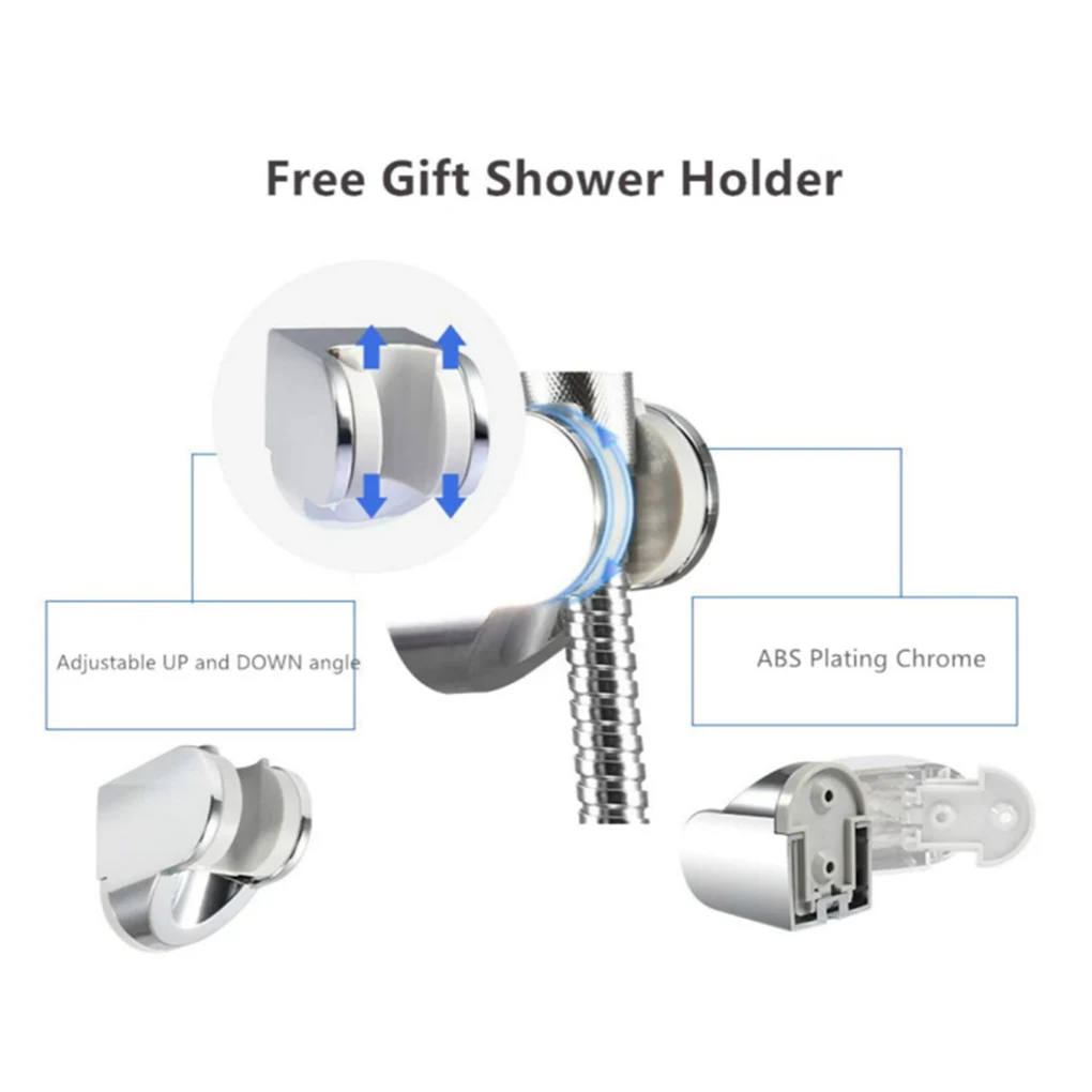 

Black Bath Shower Head High Pressure Set Adjustable Showerhead Filter For Water Handheld Shower Holder & Hose Anti-Rust Nozzle