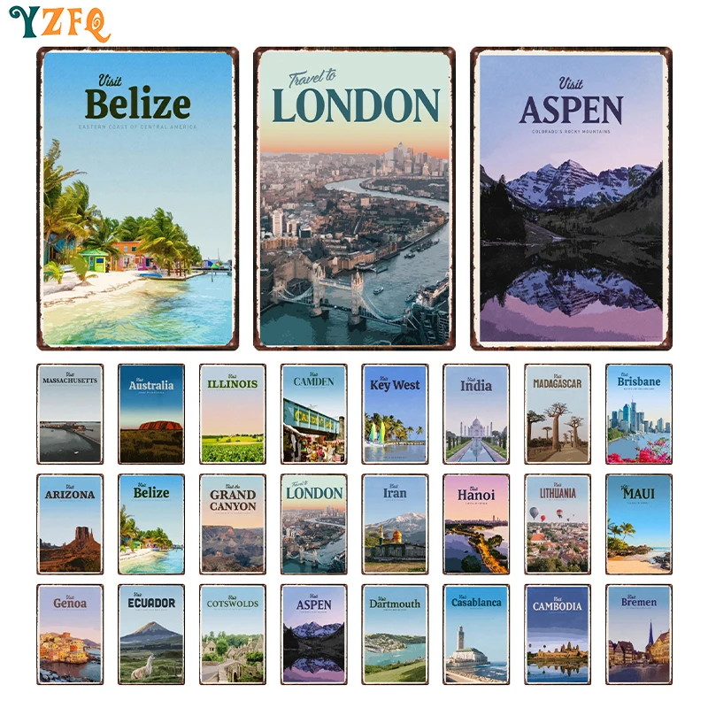 Винтажные городские постеры для путешествий ASpen London Retro Оловянная металлическая пластина Bar Cafe гостиная Ggarage Decoration Gft оптом Винтажные городские постеры для путешествий ASpen London Retro Оловянная металлическая пластина Bar Cafe гостиная Ggarage Decoration Gft оптом