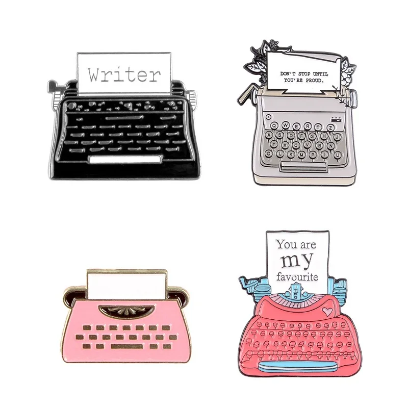 

Sale 1pcs Vintage Typewriter Enamel Pins Writer Brooch Lapel Fashion Metal Badge Backpack Accessories Jewelry Fans Gifts