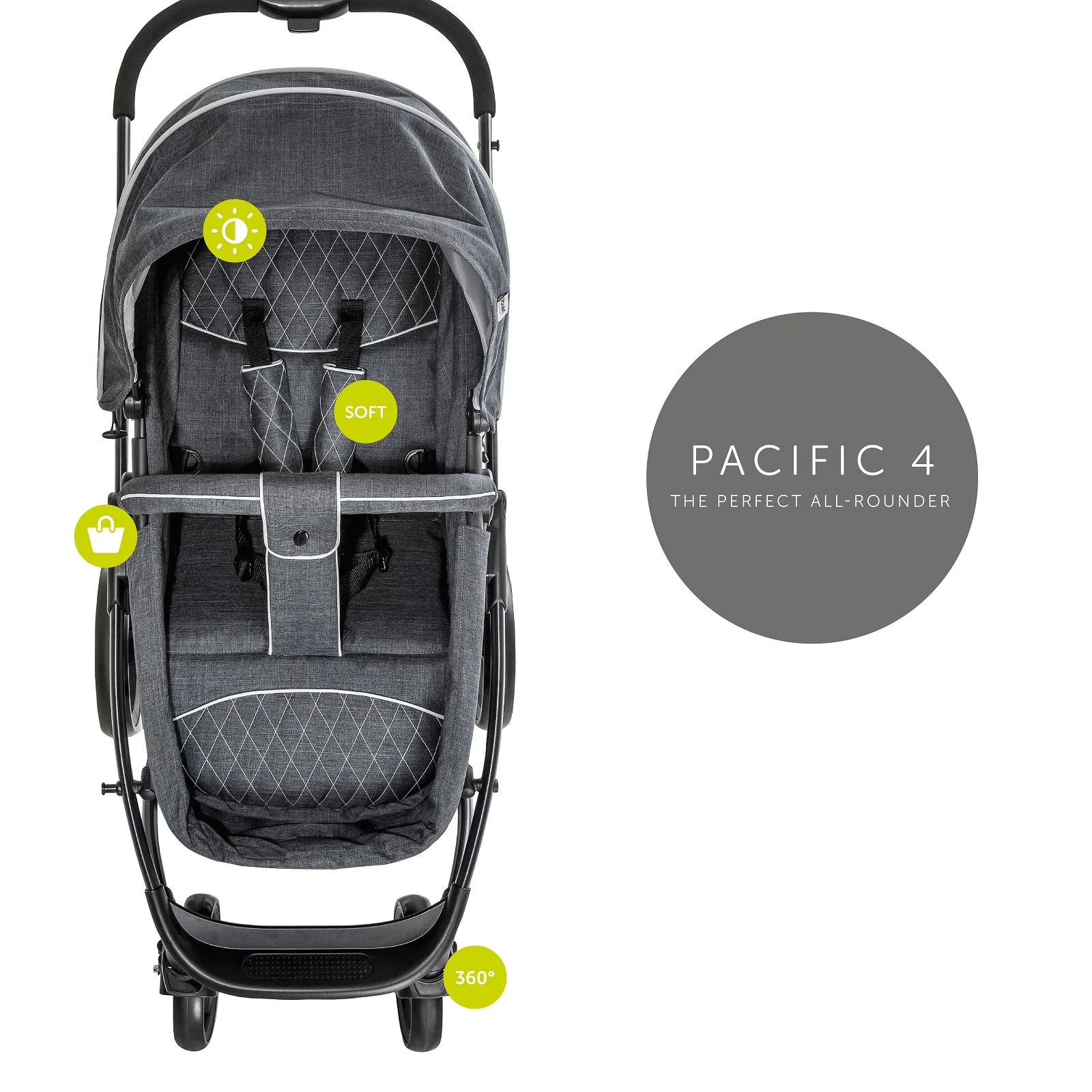 Коляска Hauck 3в1 Pacific 4 Shop n Drive caviar|Четырехколесная коляска| |