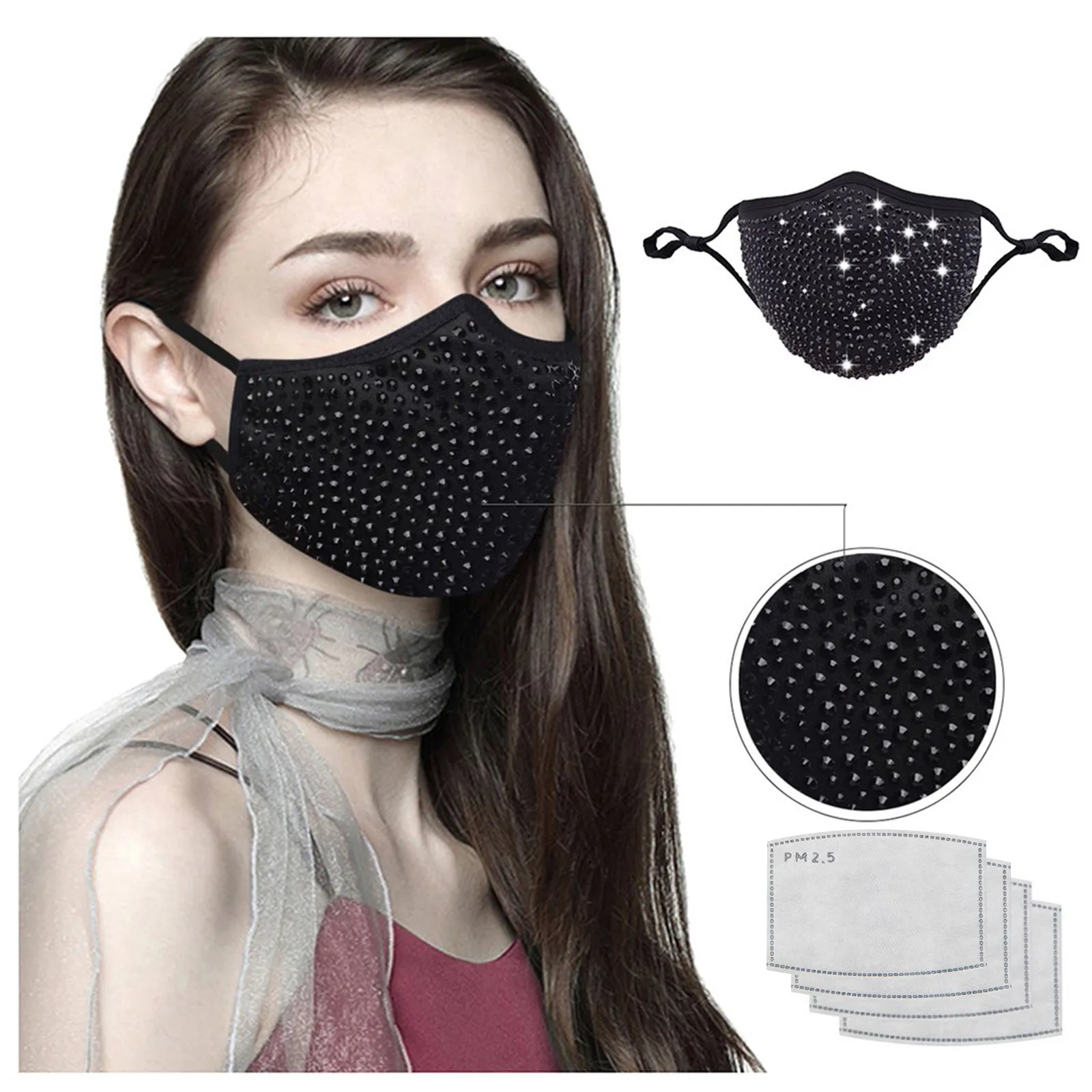 Маска Стразы для взрослых маски Хэллоуина блестящая Клубная маска дышащие