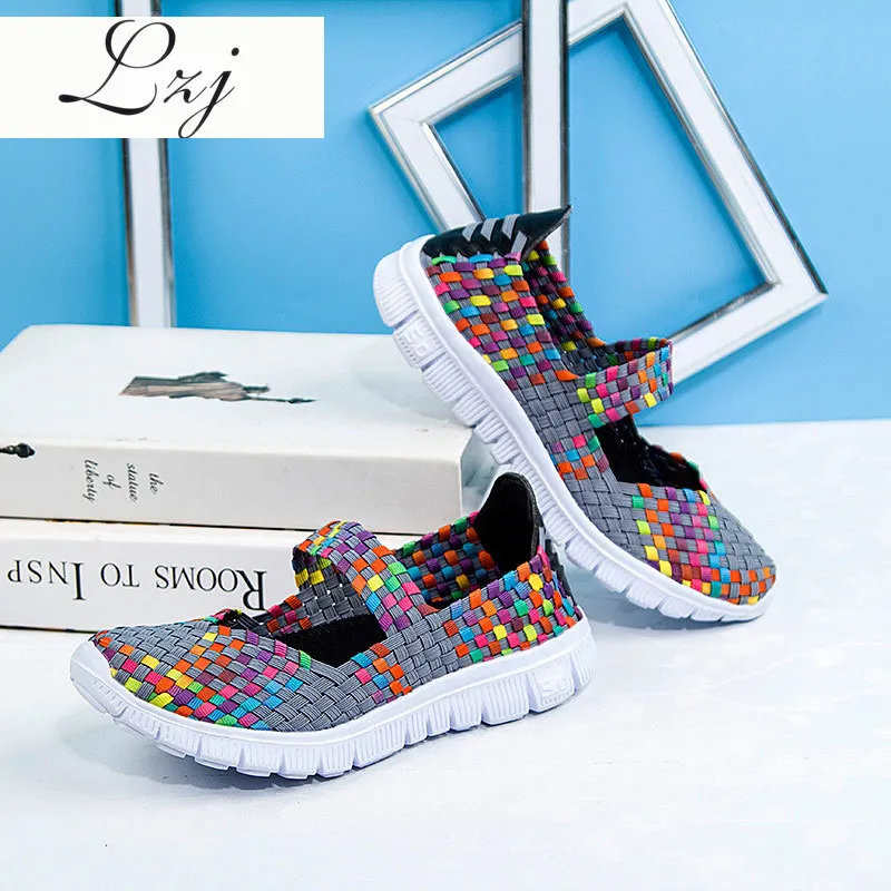 

Women Sneakers 2020 New Fashion Breathable Weaving Casual Shoes Woman Comfortable Flats Sneakers Women Shoes Zapatos De Mujer