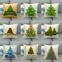 cushion cover christmas trees pattern cushion cover cotton linen sofa pillow case home decorative pillow cover 45x45cm