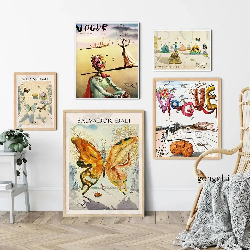 

Salvador Dali Surrealism Poster Fashion Abstract Butterfly Vintage Canvas Painting Nordic Wall Art Picture for Living Room Decor