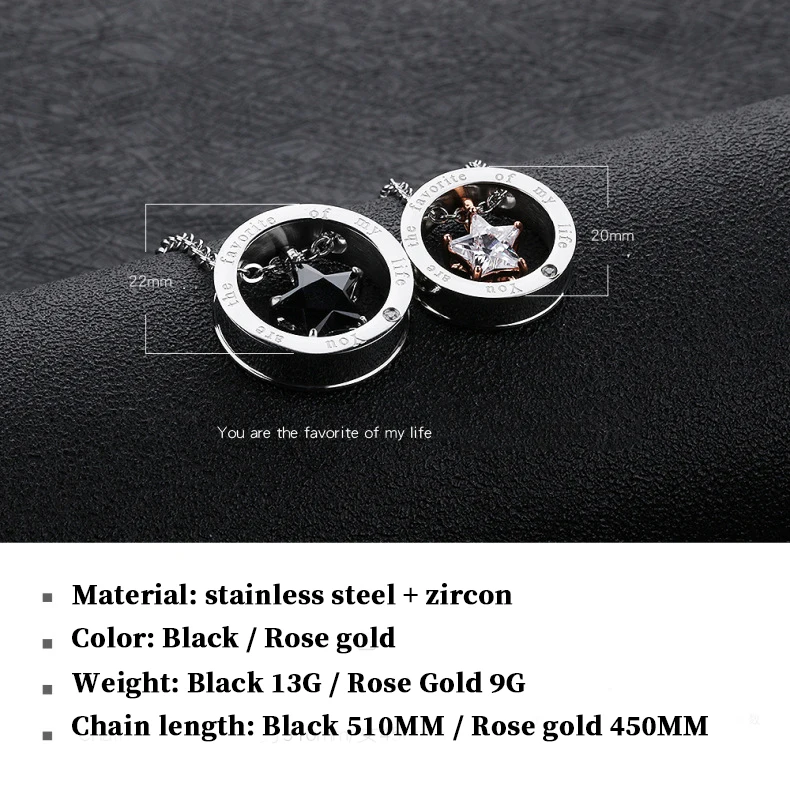 

Korean Fashion Titanium Steel Couple Necklace Star Circle Necklace for Men and Women Five-pointed Star Couple Pendant Jewelry