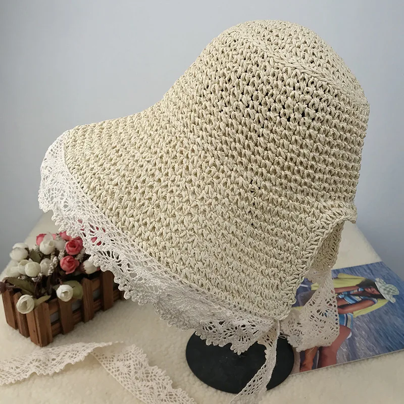 Панама Bts женская Соломенная кружевная пляжная шляпа модная шапка в Корейском