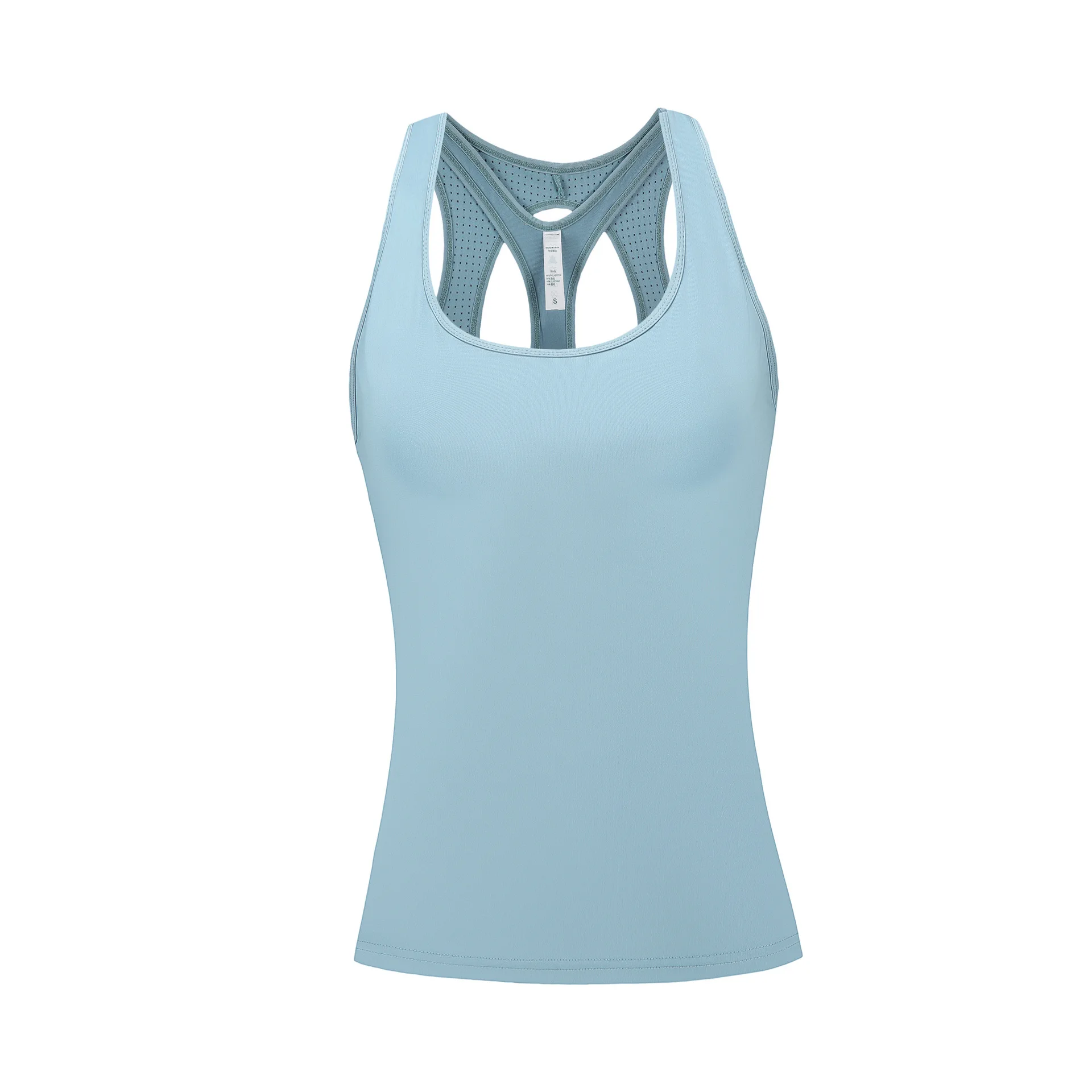 

New Back Breathable Mesh Patchwork Yoga Shirt Quick-Dry Gym Female Slim Running Sleeveless Fitness Vest Women Elastic Sport Tank