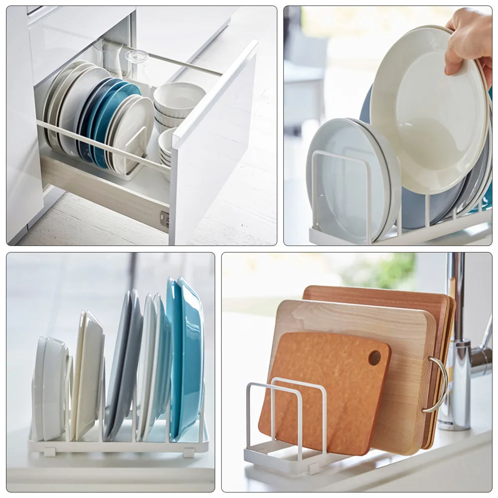 

1pc Alloy Art Geometric Design Tableware Holder Dish Drying Rack (White)