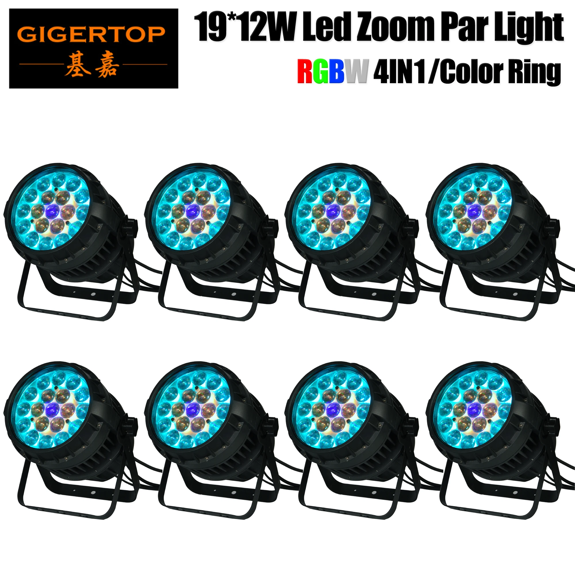 Gigertop 8 шт. 19x12 Вт RGBW 4в1 с масштабированием светодиодный Par Банки четырехцветный