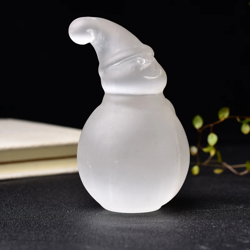 

1PC Christmas Decoration Natural Stone Carving Figurine Snowman Ornaments Polished Crafts Collectible Gift Crystal Healing Decor