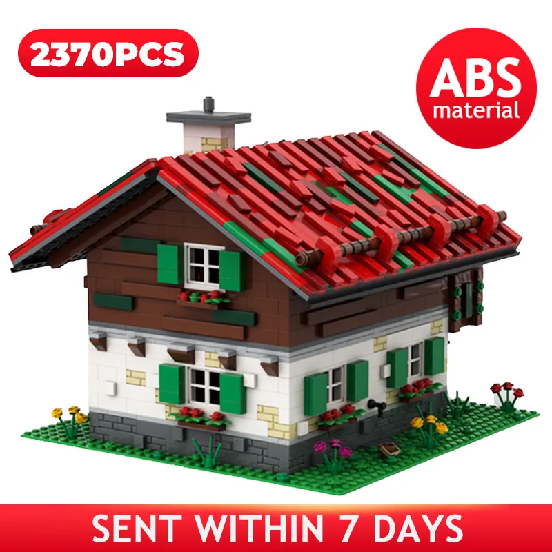 

MOC Bergbauernhaus Mountain Farmhouse Building Blocks Kits DIY City Street View Architecture House Bricks Toys for Children Gift
