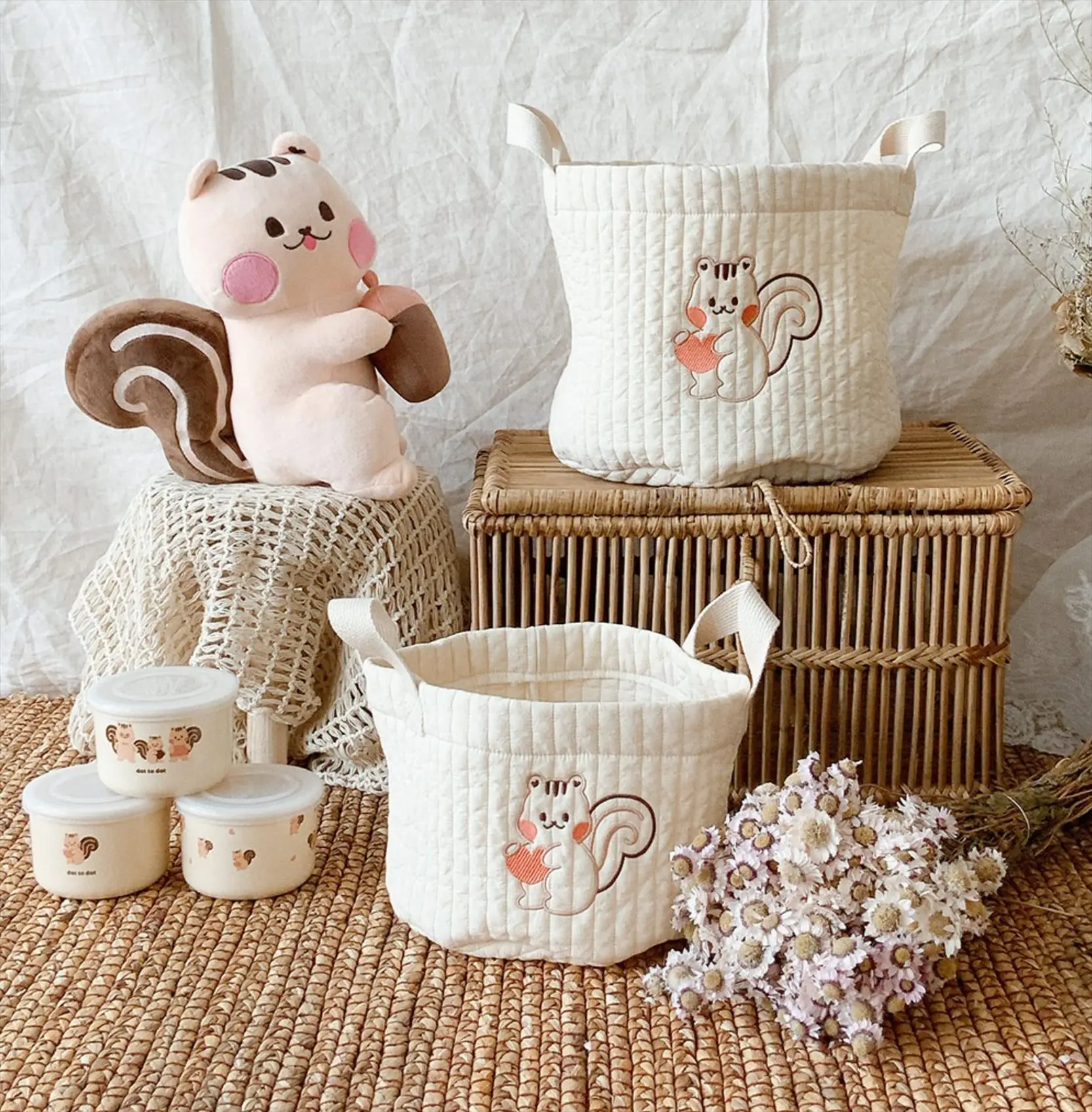 

Baby Storage Bag Toys Blocks Organizer Bag Bedding Mother Tote Diaper Bag Bottle Olives Embroidery Portable Bucket Bags 2022