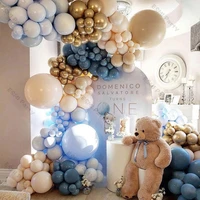romantic wedding macaron blue chrome gold balloons garland decoration doubled cream peach ballon arch kit birthday party decor