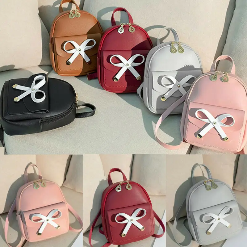 Простой белый женский рюкзак с бантом шикарный маленький школьный ранец нитью