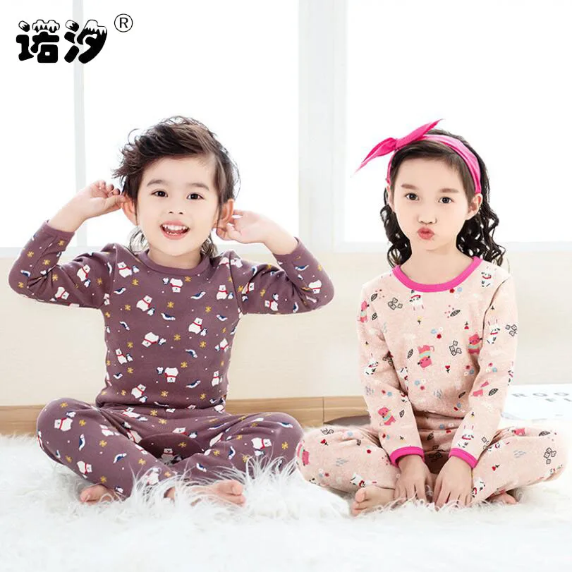 Boys Sleepwear baby girl winter cotton velvet sets Children Homewear Pajamas Boy Pyjamas Kids Nightwear 2-13Y teenage clothes | Мать и