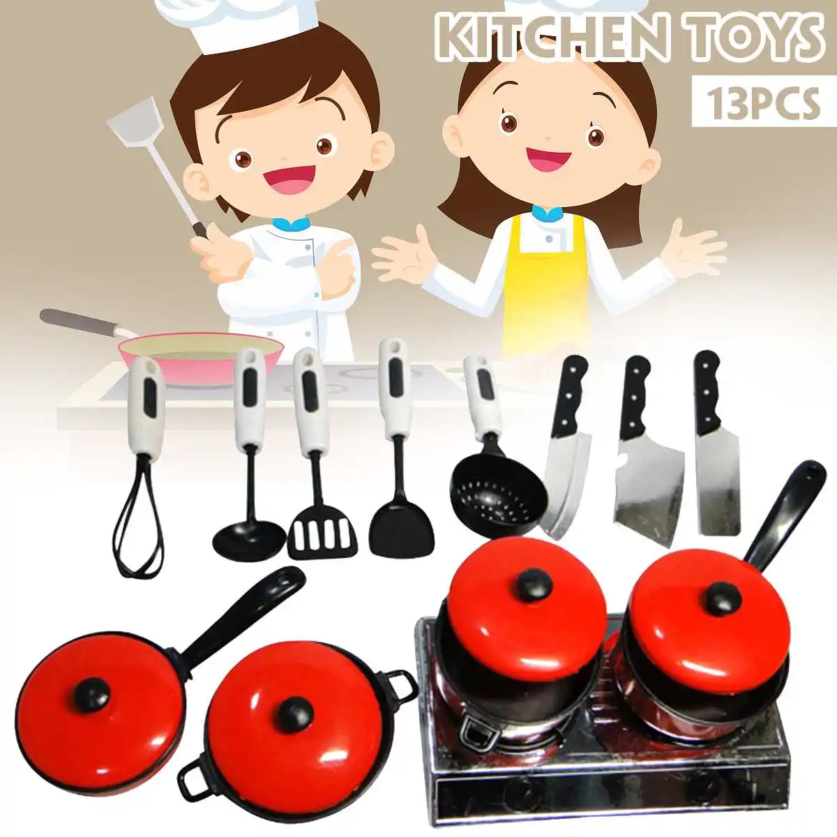 

13 шт. Детские ролевые игры игрушка мини кухонные игрушки кухонная посуда кастрюля Моделирование Кухонные принадлежности для приготовления...