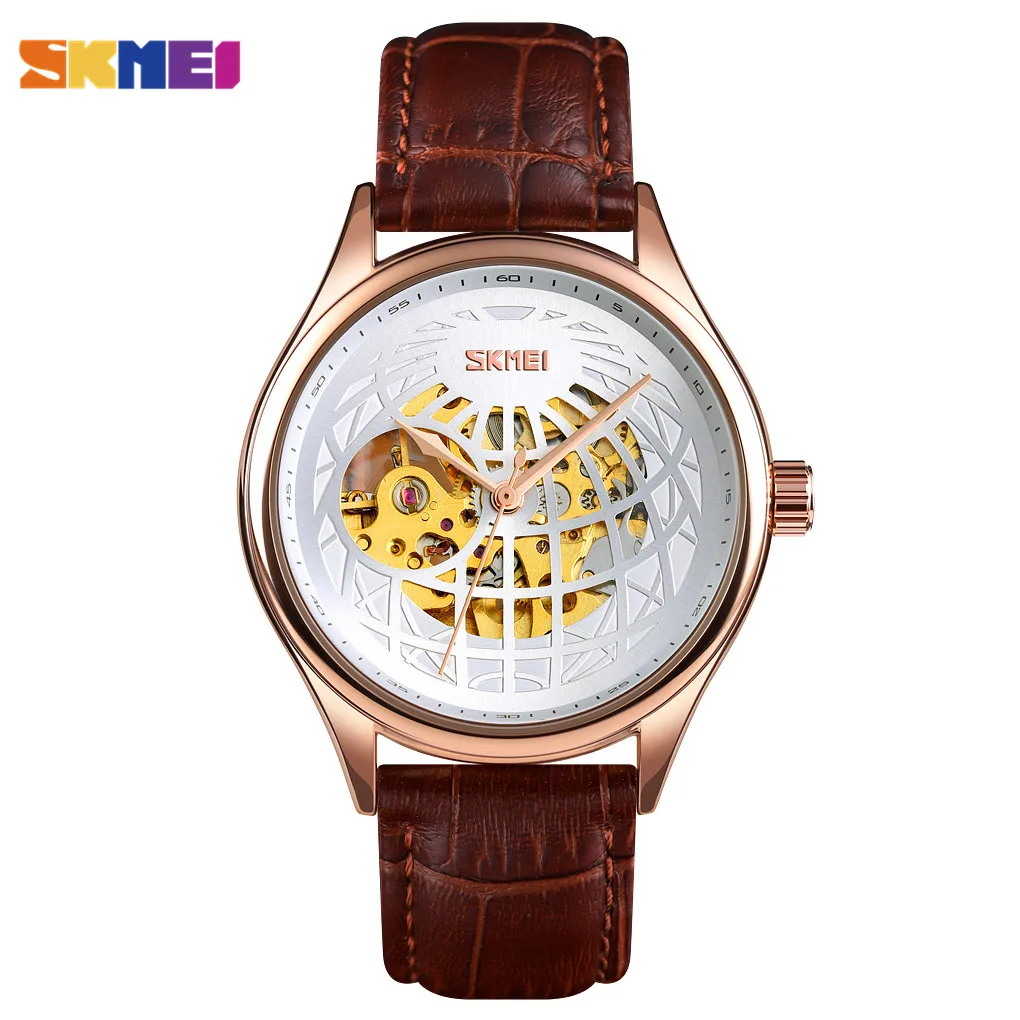 

SKMEI Men Automatic Wristwatches Top Brand Luxury Leather Strap Waterproof Male Mechanical Watches Clock Relogio Masculino 9209