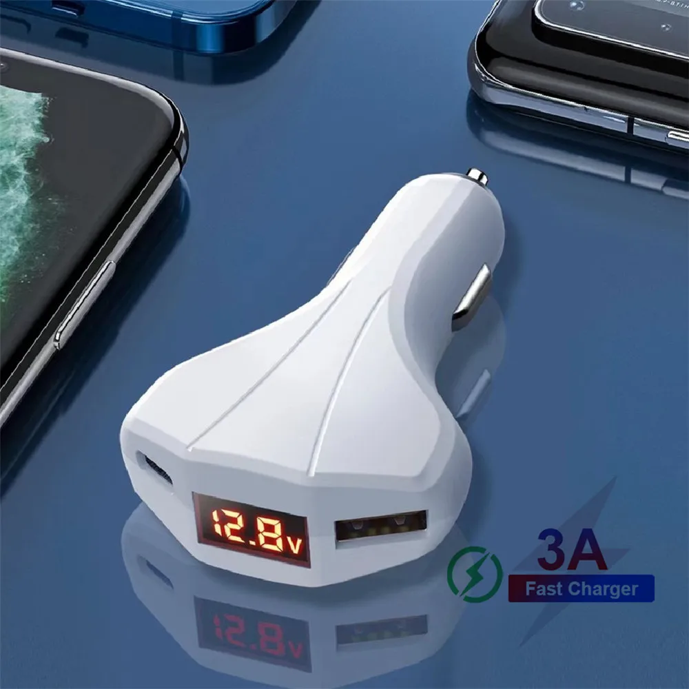 

18W PD Quick Charge 4.0 3.0 QC USB Car Charger for Xiaomi QC4.0 QC3.0 Type C PD LED Car Charging for iPhone 12 X Xs 8 PD Charger