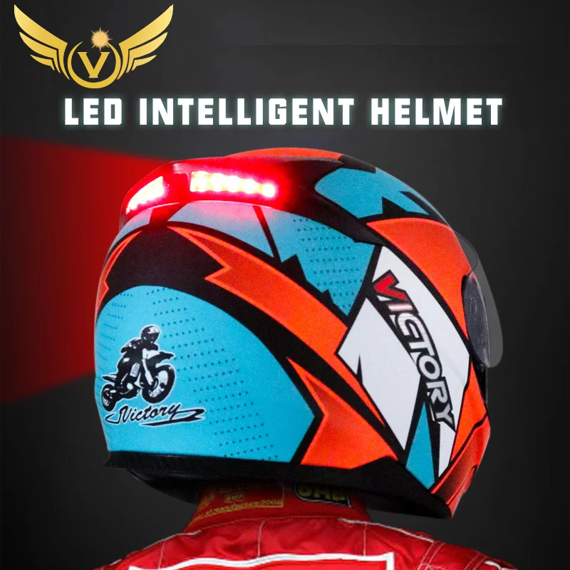 

Anti-Fog Full Face Motorcycle Helmet With Led Light Moto Racing Helmet For Spring & Winter Equipment Certified F1 Endurance Race