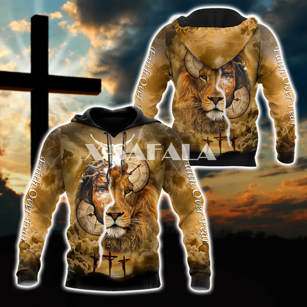 

Failth Over Fear Lion Jesus 3D Print Spring Autumn Hoodie Man Women Harajuku Outwear Zipper Pullover Sweatshirt Casual Unisex-1